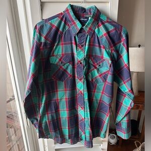 Wrangler Men's Plaid Shirt - Green, Blue, and Red